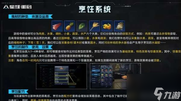 星球重启烹饪食谱配方一览表