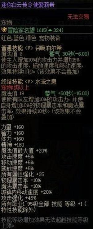 DNF迷你白云传令使爱莉希属性是什么迷你白云传令使爱莉希属性一览 