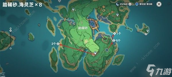 原神4.5海灵芝采集路线图 4.5版本海灵芝采集图示一览