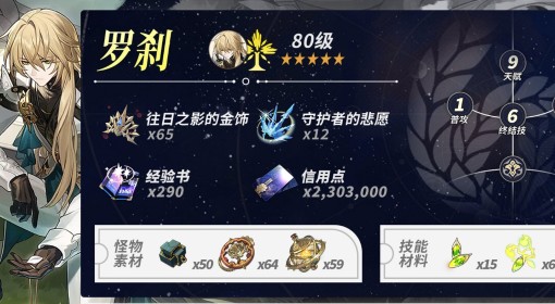 《崩坏：星穹铁道》2.0罗刹养成材料统计