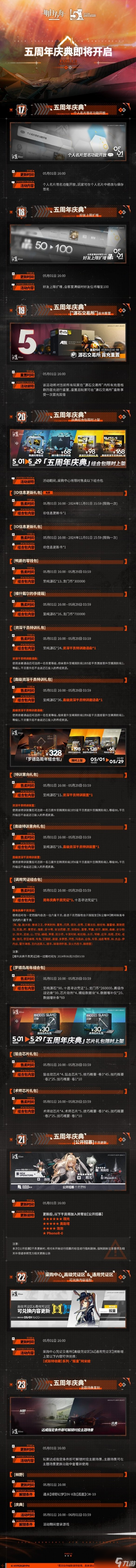 《明日方舟》五周年庆典活动一览