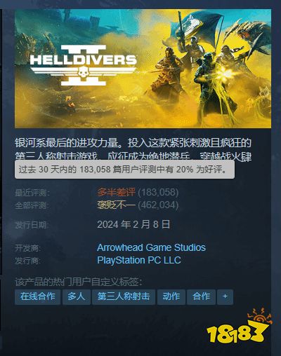 《地狱潜者2》全球下架！Steam差评如潮，21万玩家怒了！