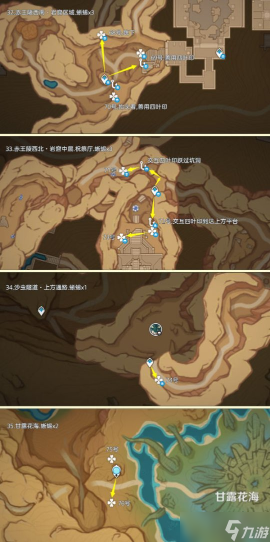 【原神】素材之旅，蜥蜴尾巴高效率长路线篇（135个）