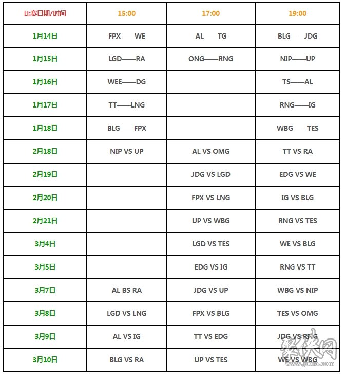 2024LPL春季赛赛程 LPL2024春季赛赛程时间表