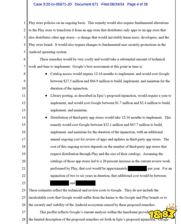 谷歌：满足Epic开放第三方商店要求需耗资超6千万美金