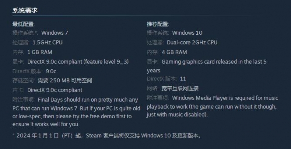 最后的日子游戏需要什么配置-最后的日子游戏配置要求一览