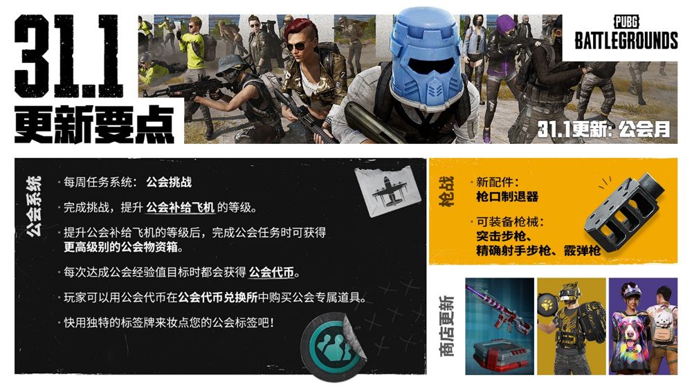 PUBG正式进行31.1版本更新 公会系统大规模变更升级