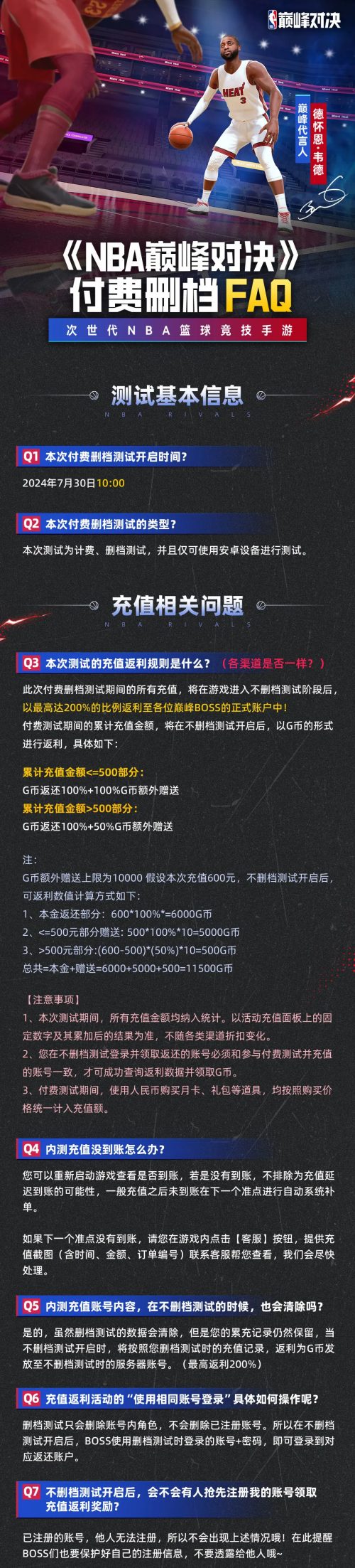 NBA巅峰对决付费删档测试FAQ 相关问题答疑 