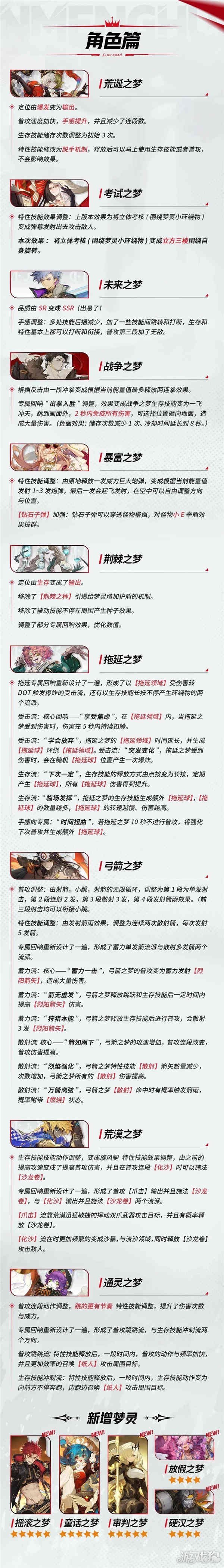 无尽梦回铁定不鸽计费测试新增内容与调整 