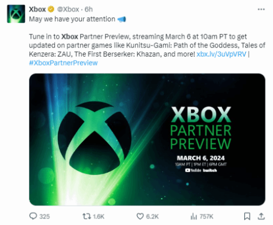 Xbox新发布将在3月7日举行 包括至少12款新游戏的预告 