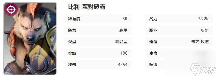 星际52区比利角色技能属性介绍