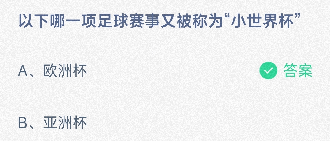 以下哪一项足球赛事又被称为“小世界杯”-蚂蚁庄园7.5日答案